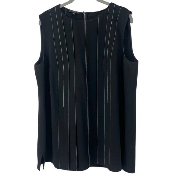LAFAYETTE 148 NEW YORK Finesse Crepe Tayla Blouse Black Button Sleeveless XL - Picture 3 of 14